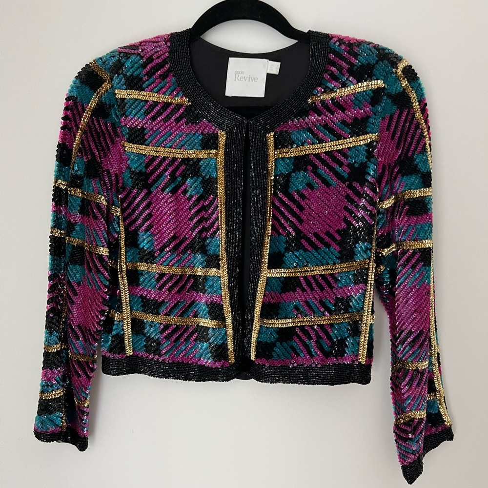 Fun Vintage 80s Sequin Check Jacket EUC from Asos Revive